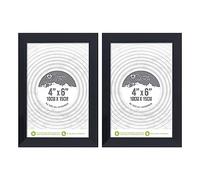 4 x 6 Inch Black Picture Frames Photo Frame Set MDF Wood with Real Glass Front Photo Frames Display Frames Art Print Poster Frame Wall-Mountable & Freestanding For Home Office Schools (2)