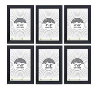 4 x 6 Inch Black Picture Frames Photo Frame Set MDF Wood with Real Glass Front Photo Frames Display Frames Art Print Poster Frame Wall-Mountable & Freestanding For Home Office Schools (6)