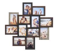 SONGMICS Picture Frame Collage, 12 Photo Frames for 10 x 15 cm Pictures, Photo Collage, Wall Collage, Multi-Frame, Wall Decoration, Red/Brown, Greige Mottled, Christmas, Ash Black RPF022M01