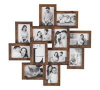 SONGMICS Picture Frame Collage for 12 Photos in 4x6, Picture Frames, Photo Frame Set, Glass, Assembly Required, Wall-Mounted, Family Photos, MDF, Rustic Brown RPF022X01