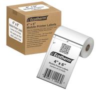 4" x 6" Mobile Printer Labels | 25 Rolls | 2625 Labels | fits Zebra ZQ630, QL420, and QLn420 Printers | Black Mark On Liner | .75" Core Rolls | by Ecotherm