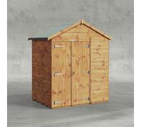 Powersheds Apex 4' x 6' Windowless Double Door Garden Shed, Brown