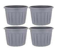 4 x 69L Litre Capacity 60cm Upcycled Grey Traditional Round Plastic Planters Flower Pots Extra Large Floor Pot for Indoor/Outdoor Use Lightweight & Weather Resistant Nursery Planter Garden Plant Pot