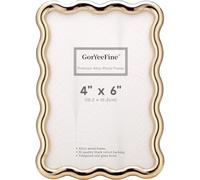 4 x 6''High-End Zinc Alloy Gold Photo Frame with Wave Design - Modern Glamour 6x4'' Pictures Frames for Desktop and Wall Décor
