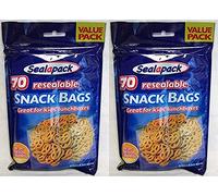 4 x 70 Resealable Food Snack Bags - Lunchboxes Picnics School