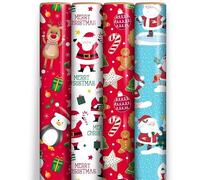 4 x 7M Cute Christmas Wrapping Paper rolls- Premium Kraft Gift Wrap for Xmas, Birthday, Wedding, Holiday Party & Festive Decoration, Gift Wrapping Paper for All Occasions - ANGIX