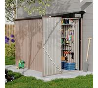 4' x 8' Outdoor Lean to Storage Sheds Outdoor, Heavy-Duty Lean to Garden StorageShed, Metal Wall Side Bike Shed & Outdoor Storage