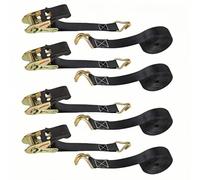 4 x 800 KG Ratchet Straps with Double Hooks, Heavy Duty Tensioning Straps, 6M x 25mmx 800G Heavy Duty Ratchet Tie Down Tensioning Strips, Adjustable Lashing, for Motorcycle, Car, Trailer, Home