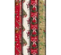 4 X 8M ROLLS CHRISTMAS XMAS WRAPPING PAPER ASSORTED DESIGNS ASOS SANTA BELL XMAS TREES STOCKING RUDOLPH TRADITIONAL STYLE ND