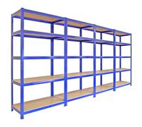 MonsterShop 4 x 90cm Blue Storage Racks with 4200kg Capacity Free Bay Connectors