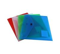 4 x A5 Popper Stud Wallet Envelopes Plastic Document Folders Assorted KF03609