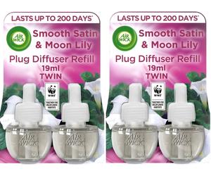 4 X AIR WICK PLUG IN OIL REFILLS - SMOOTH SATIN & MOON LILLY