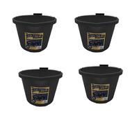 4 X Airflow Heavy Duty Invincible Builders Bucket - 3 Gallon /15 Litre - Strong Handle & Calibrated Markings - Multi-Purpose Mixing, Gardening,Farm&Construction Use-Pack of 1 to 5-Multi Colours_Black