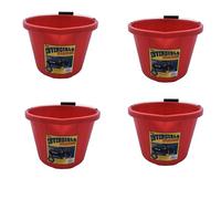 4 X Airflow Heavy Duty Invincible Builders Bucket - 3 Gallon / 15 Litre - Strong Handle & Calibrated Markings - Multi-Purpose Mixing, Gardening,Farm&Construction Use-Pack of 1 to 5-Multi Colours_Red