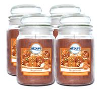 4 x Airpure Large Jar Scented Candle Gingerbread 510g - 120 hours burn time