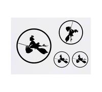 4 x 'Anime Witch Silhouette' Temporary Tattoos - Water Resistant, Skin-Safe, Non-Toxic Transfers, Mixed Sizes (TO00080418)