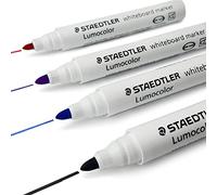 4 x Assorted Staedtler Lumocolor Whiteboard Marker Pens 351 - Dry Erase Correction Pen - Bullet Tip - 1 x Black 1 x Blue 1 x Purple 1 x Red
