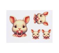 4 x 'Baby Rabbit With Pacifier' Temporary Tattoos - Water Resistant, Skin-Safe, Non-Toxic Transfers, Mixed Sizes (TO00081262)