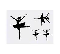 4 x 'Ballerina Silhouette' Temporary Tattoos - Water Resistant, Skin-Safe, Non-Toxic Transfers, Mixed Sizes (TO00083640)