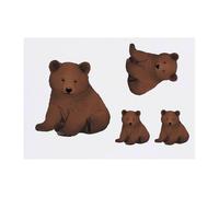 4 x 'Bear Cub Sitting' Temporary Tattoos - Water Resistant, Skin-Safe, Non-Toxic Transfers, Mixed Sizes (TO00084316)