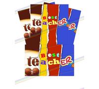 4 x Best Teacher Chocolate Bar Wrapper - Get Well Soon Gifts, Teacher Gifts, Funny Gifts for Women, Men, Teachers Birthday Present Rude Joke Secret Santa (Chocolate not included)