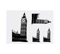4 x 'Big Ben Clock' Temporary Tattoos - Water Resistant, Skin-Safe, Non-Toxic Transfers, Mixed Sizes (TO00079538)