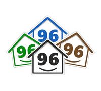 4 x Bin Numbers for Wheelie Bins, 1-99, 15cm ‘Happy House’ Colour Design Dustbin Stickers, Easy Application Stick On Number Stickers - Weatherproof Self Adhesive Vinyl - Blue, Black, Green, Brown (96)