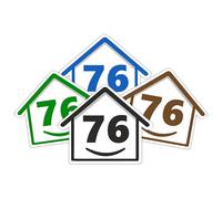 4 x Bin Numbers for Wheelie Bins, 1-99, 15cm ‘Happy House’ Colour Design Dustbin Stickers, Easy Application Stick On Number Stickers - Weatherproof Self Adhesive Vinyl - Blue, Black, Green, Brown (76)