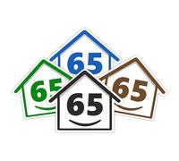 4 x Bin Numbers for Wheelie Bins, 1-99, 15cm ‘Happy House’ Colour Design Dustbin Stickers, Easy Application Stick On Number Stickers - Weatherproof Self Adhesive Vinyl - Blue, Black, Green, Brown (65)