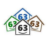 4 x Bin Numbers for Wheelie Bins, 1-99, 15cm ‘Happy House’ Colour Design Dustbin Stickers, Easy Application Stick On Number Stickers - Weatherproof Self Adhesive Vinyl - Blue, Black, Green, Brown (63)