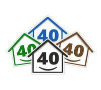 4 x Bin Numbers for Wheelie Bins, 1-99, 15cm ‘Happy House’ Colour Design Dustbin Stickers, Easy Application Stick On Number Stickers - Weatherproof Self Adhesive Vinyl - Blue, Black, Green, Brown (40)