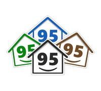 4 x Bin Numbers for Wheelie Bins, 1-99, 15cm ‘Happy House’ Colour Design Dustbin Stickers, Easy Application Stick On Number Stickers - Weatherproof Self Adhesive Vinyl - Blue, Black, Green, Brown (95)