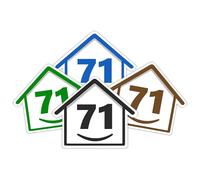 4 x Bin Numbers for Wheelie Bins, 1-99, 15cm ‘Happy House’ Colour Design Dustbin Stickers, Easy Application Stick On Number Stickers - Weatherproof Self Adhesive Vinyl - Blue, Black, Green, Brown (71)