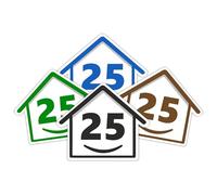4 x Bin Numbers for Wheelie Bins, 1-99, 15cm ‘Happy House’ Colour Design Dustbin Stickers, Easy Application Stick On Number Stickers - Weatherproof Self Adhesive Vinyl - Blue, Black, Green, Brown (25)