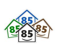 4 x Bin Numbers for Wheelie Bins, 1-99, 15cm ‘Happy House’ Colour Design Dustbin Stickers, Easy Application Stick On Number Stickers - Weatherproof Self Adhesive Vinyl - Blue, Black, Green, Brown (85)
