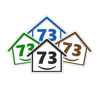 4 x Bin Numbers for Wheelie Bins, 1-99, 15cm ‘Happy House’ Colour Design Dustbin Stickers, Easy Application Stick On Number Stickers - Weatherproof Self Adhesive Vinyl - Blue, Black, Green, Brown (73)