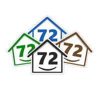 4 x Bin Numbers for Wheelie Bins, 1-99, 15cm ‘Happy House’ Colour Design Dustbin Stickers, Easy Application Stick On Number Stickers - Weatherproof Self Adhesive Vinyl - Blue, Black, Green, Brown (72)