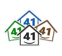 4 x Bin Numbers for Wheelie Bins, 1-99, 15cm ‘Happy House’ Colour Design Dustbin Stickers, Easy Application Stick On Number Stickers - Weatherproof Self Adhesive Vinyl - Blue, Black, Green, Brown (41)
