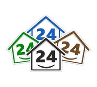 4 x Bin Numbers for Wheelie Bins, 1-99, 15cm ‘Happy House’ Colour Design Dustbin Stickers, Easy Application Stick On Number Stickers - Weatherproof Self Adhesive Vinyl - Blue, Black, Green, Brown (24)