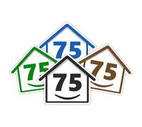 4 x Bin Numbers for Wheelie Bins, 1-99, 15cm ‘Happy House’ Colour Design Dustbin Stickers, Easy Application Stick On Number Stickers - Weatherproof Self Adhesive Vinyl - Blue, Black, Green, Brown (75)