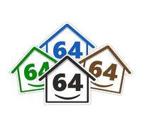 4 x Bin Numbers for Wheelie Bins, 1-99, 15cm ‘Happy House’ Colour Design Dustbin Stickers, Easy Application Stick On Number Stickers - Weatherproof Self Adhesive Vinyl - Blue, Black, Green, Brown (64)