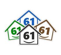 4 x Bin Numbers for Wheelie Bins, 1-99, 15cm ‘Happy House’ Colour Design Dustbin Stickers, Easy Application Stick On Number Stickers - Weatherproof Self Adhesive Vinyl - Blue, Black, Green, Brown (61)