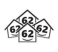 4 x Bin Numbers for Wheelie Bins, 1-99, 15cm ‘Happy House’ Design Dustbin Stickers, Easy Application Stick On Number Stickers - Weatherproof Self Adhesive Vinyl, Black (62)