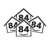 4 x Bin Numbers for Wheelie Bins, 1-99, 15cm ‘Happy House’ Design Dustbin Stickers, Easy Application Stick On Number Stickers - Weatherproof Self Adhesive Vinyl, Black (84)