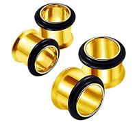4 x Black Flared Lobe Taper Stretcher, Stainless Steel, Steel