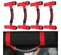 4 x Black Roll Bar Grab Handles Grip Handle For Wrangler YJ TJ JK JK JL JLU Sports Sahara Freedom Rubicon X & Unlimited 1995-2018 (Red)