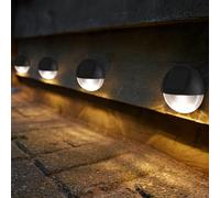 4 x Black Solar Powered LED Ivy Wall or Fence Lights - 3 Lumen Weather Resistant Outdoor Garden Lighting for Patio, Decking, Walkway, Pathway, Driveway, Balcony, Yard - Each Measure H8.5 x W9 x D3.5cm