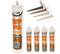 4 X Black WP70 Silicone Sealant Low Modulus Builders External Windows Doors Upvc Wood