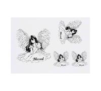 4 x 'Blessed Angel' Temporary Tattoos - Water Resistant, Skin-Safe, Non-Toxic Transfers, Mixed Sizes (TO00076720)