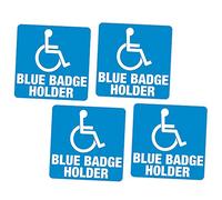 4 x Blue Badge Holder 4 Inch 100mm Sq Vinyl Sticker Disabled Car Van Home Motability Vinyl Stickers for Disability Awareness - weather proof - car decal sticker